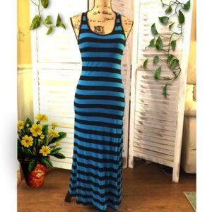 🌺Blue & Black Striped Casual Razorback Maxi Dress
